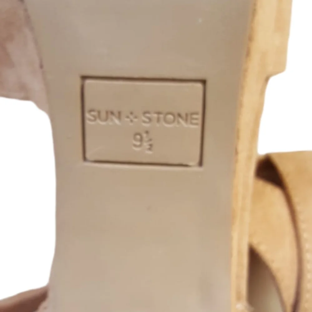 Sun + Stone, Heel Shoes Size 9.5 Brown Womens Dress Sandals Suede Platform